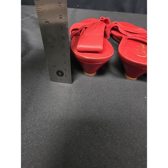 Cole Haan Women's Red Leather Wedge Red Sandals Size| 8 1/2 AA - Picture 5 of 7